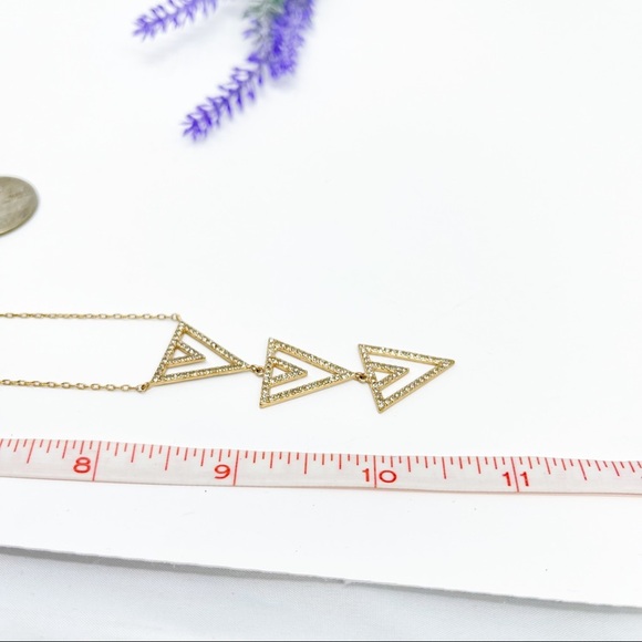 Stella & Dot Pave Crystal Spear Rose Gold Pendant Necklace - Picture 5 of 7